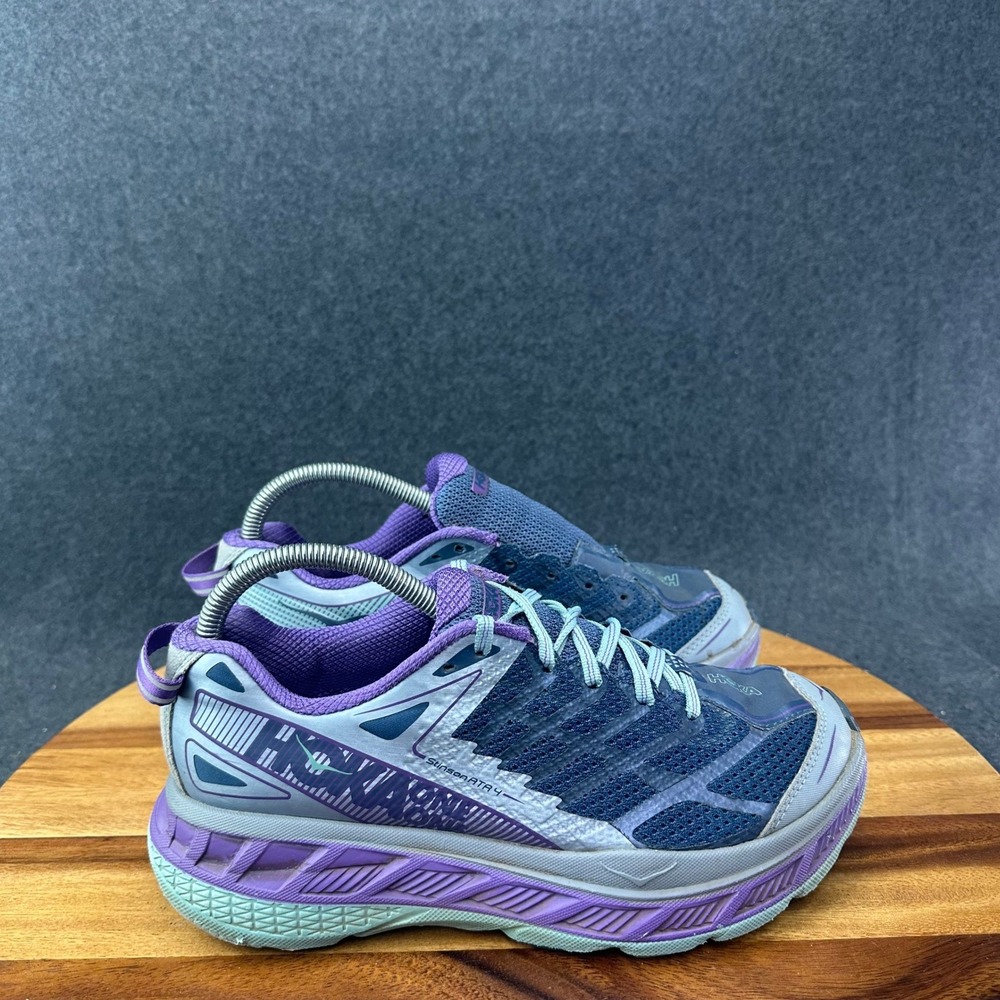 Hoka One One Stinson ATR 4 Womens 7.5 Running Shoes Navy Violet 1016789 TVIN